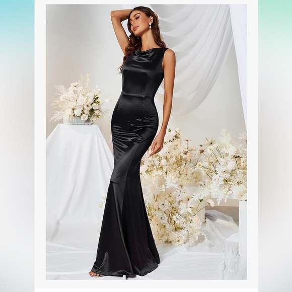 Mermaid sleeveless elegant  Black Sleeveless Gown formal evening dress - Picture 1 of 4